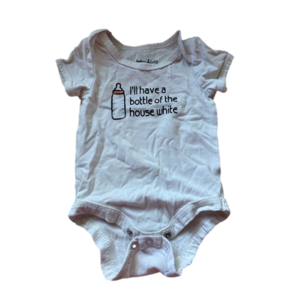 3/$20 Indigo baby 0-3 months short sleeve romper I’ll have a bottle of the house